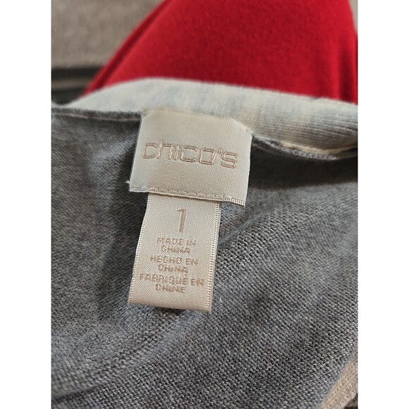 Chico's Leopard Gray Rhinestone Cotton Long Cardigan Sweater Size Medium 8-10 - Picture 11 of 12